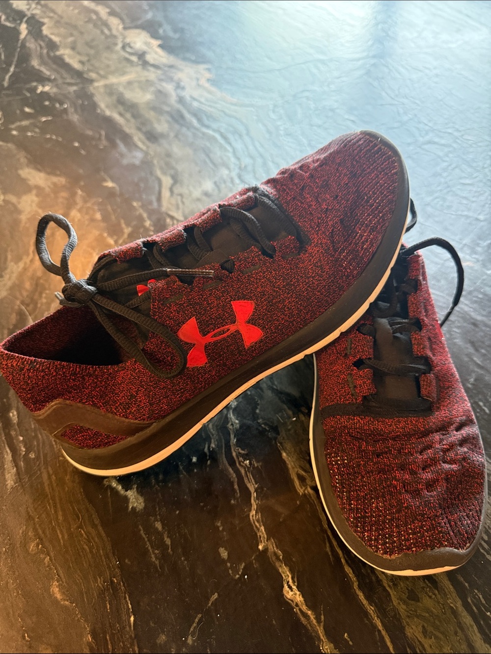 Under Armour SpeedForm Slingride Maroon and Black Knit Athletic Sneakers